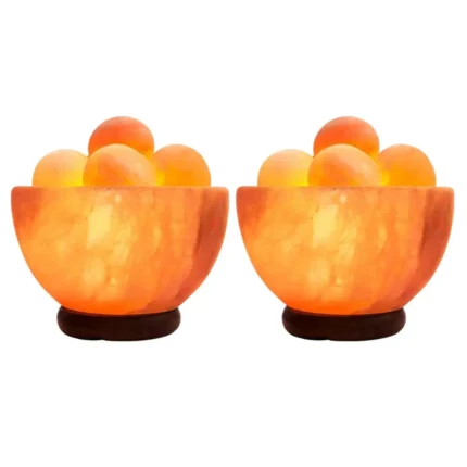 Himalayan Salt Fire bowl Lamp with Balls Twin Pack