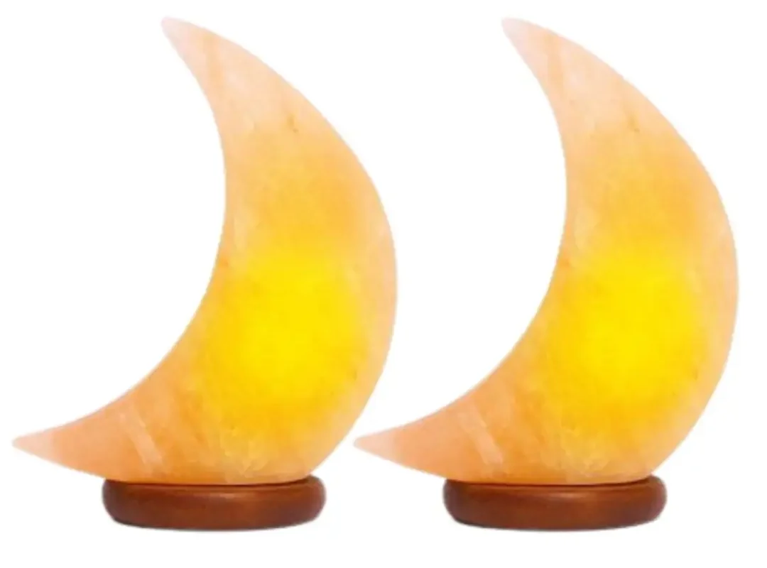 Himalayan Salt Half Moon Lamp Twin Pack