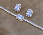American Diamond Silver-Plated Studded Bracelet With Earrings - Image 5