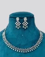 American Diamond Studded Necklace & Earrings Set - Image 3
