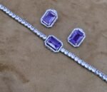 American Diamond Silver-Plated Studded Bracelet With Earrings - Image 2