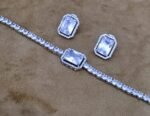 American Diamond Silver-Plated Studded Bracelet With Earrings - Image 3